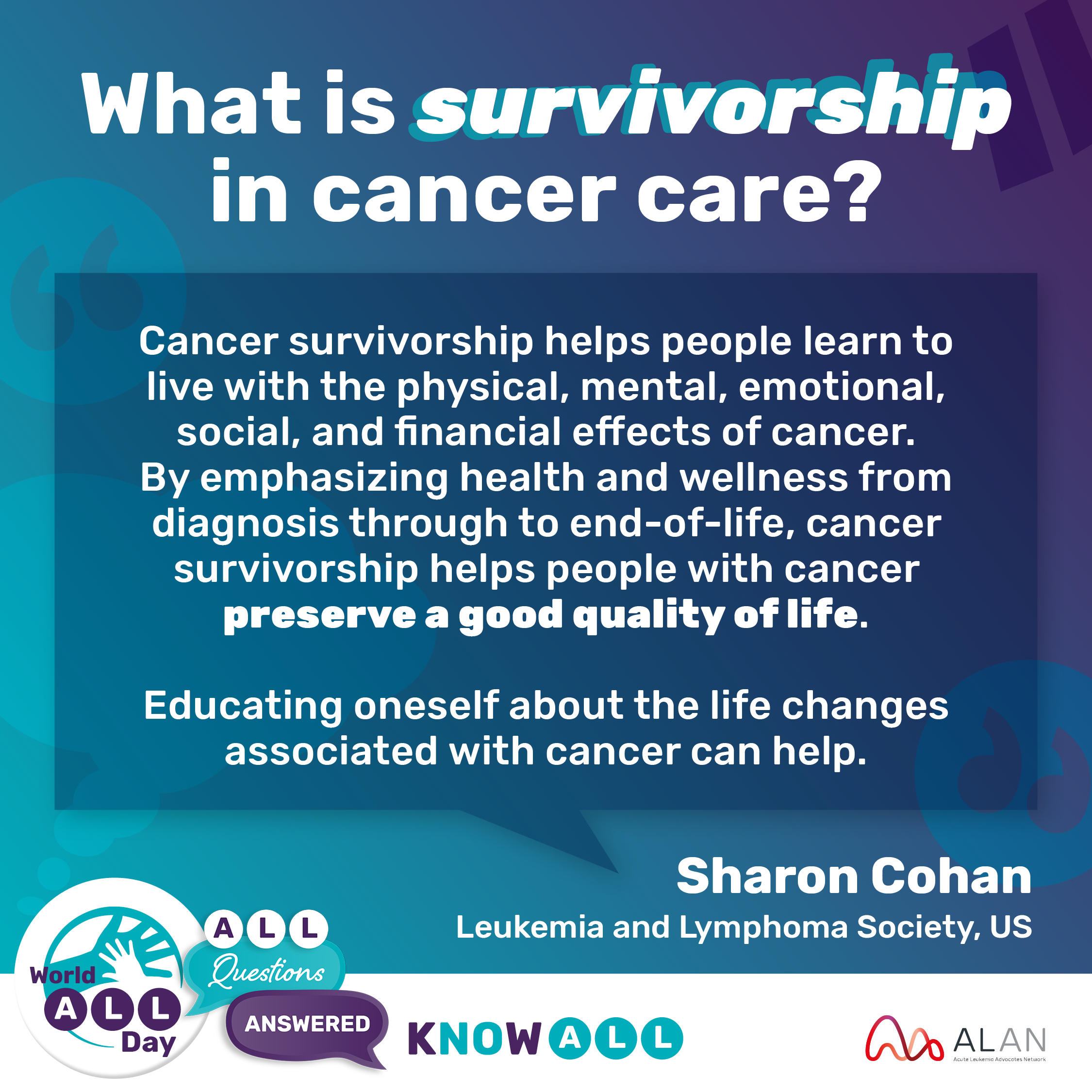Survivorship in cancer care